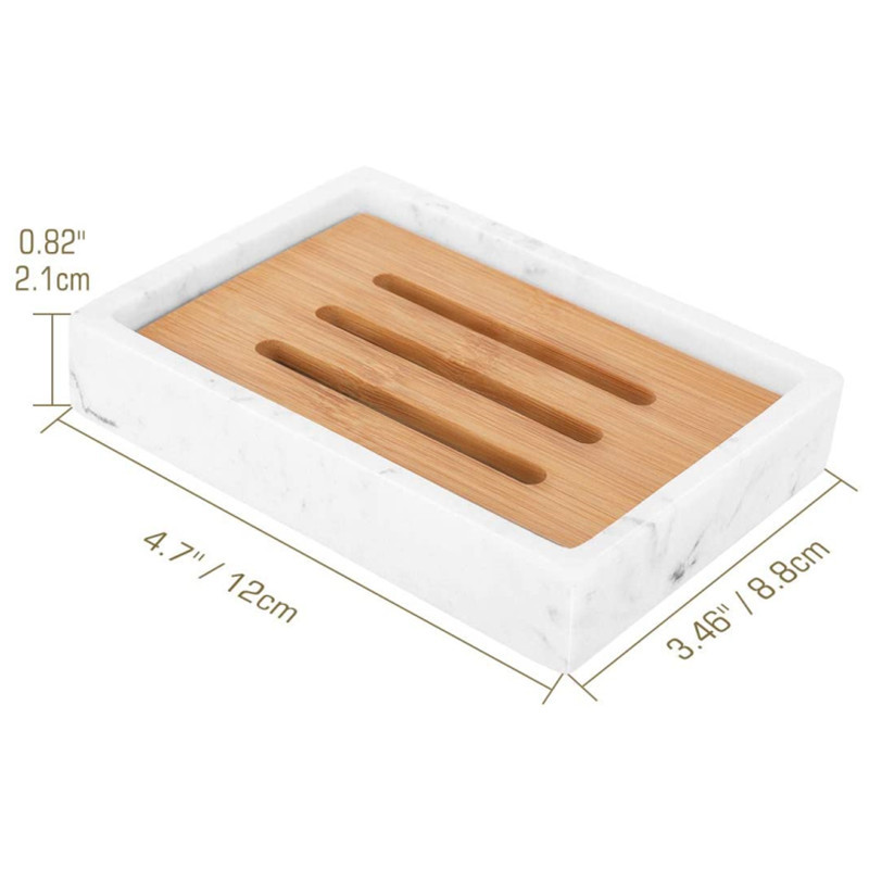 Posuda za sapun, posuda za sapun od smole, kutija za držač sapuna od bambusa za kuhinjski sudoper, dvoslojna posuda za sapun s ocjedom, kutija za sapun