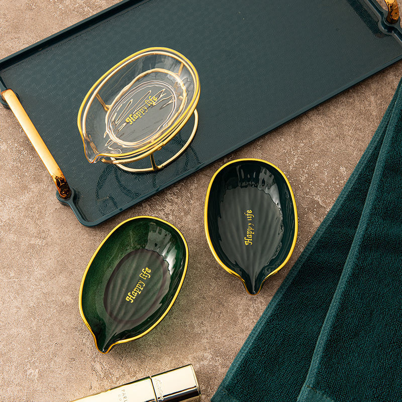 Lengvas prabangus muilo laikiklis su lapų formos padėklu Laisvas stovas Virtuvės laikymo reikmenys Muilo pakavimo dėžutė Vonios tvarkyklė