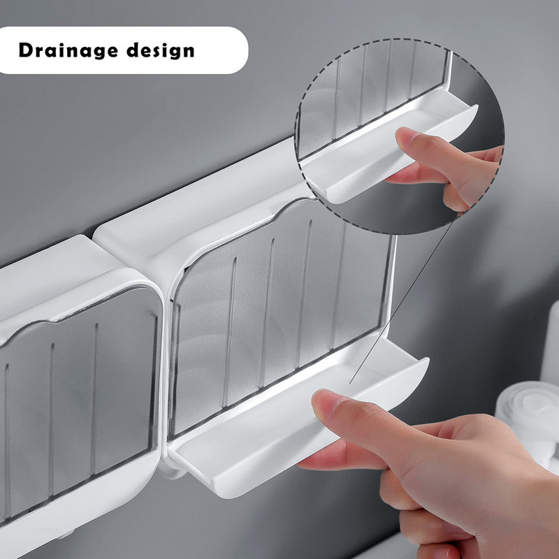 Dušiseina seebihoidja 2 konksuga Veekindel kaanega seebialus Vannituba Puurimiseta Vertikaalne seebikarbi karp