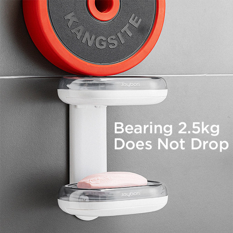 Joybos posude za sapun s odvodom vode 2 sloja bez bušenja Plastična bijela kutija za sapun za tuširanje Držač za spužvu Kupaonski pribor