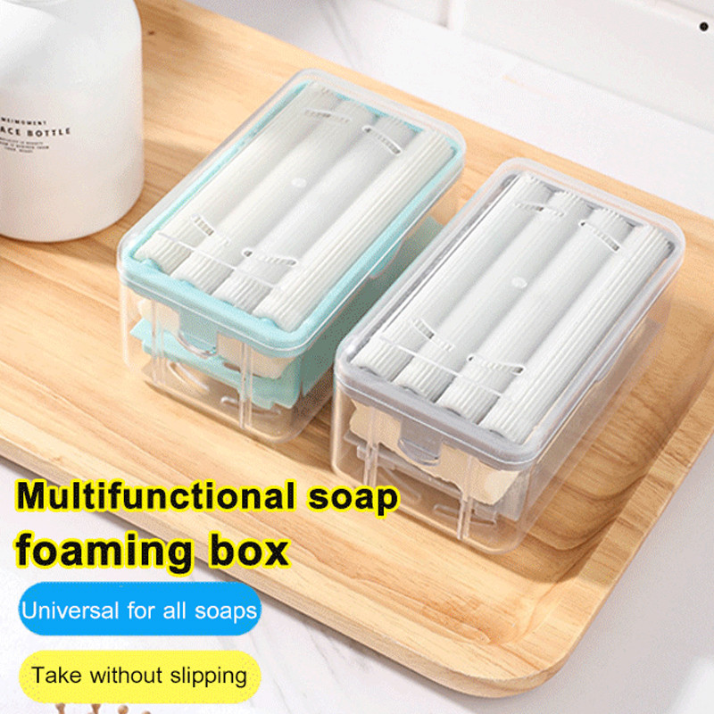 Yra sandėlyje Skalbimo muilo indas Netrinkite muilo dėžutė vonios kambariui dušo rankų muilo dėžutė su kempinės voleliais Nešiojami skalbimo įrankiai