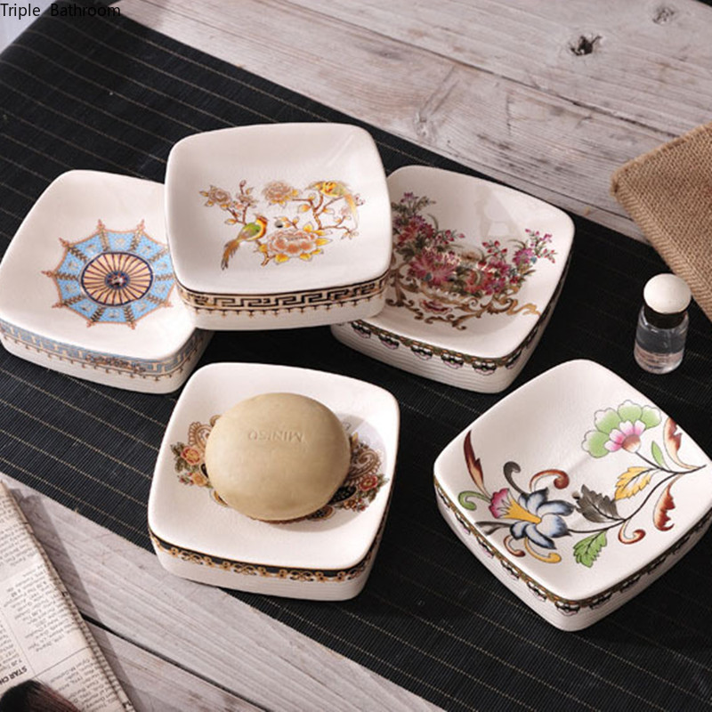 Europietiškas keraminio muilo laikiklis Buitinis nusausinamas muilo indų laikiklis Vonios kambario priedai Tualeto Tvarkyklės Virtuvės Sandėliavimas