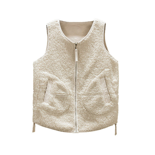 Női gyapjú mellény cipzárral és zsebbel