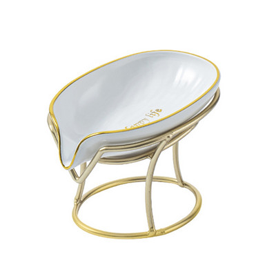 Lengvo prabangaus stiliaus kūrybinga muilo dėžutė Keramikos lapeliai Vonios muilo laikiklis Indų laikymas Buitinis kanalizacija Be perforuoto muilo lentynos