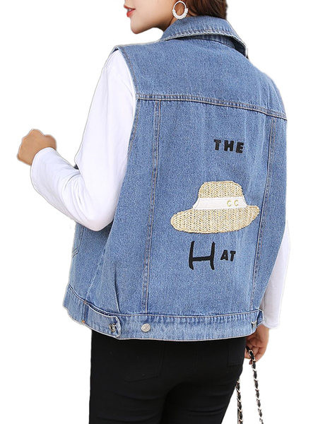 Női farmermellény zsebbel