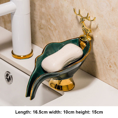 Kutija za sapun u obliku nordijskog jelena Lagana kućanska luksuzna keramička posuda za sapun za odvod za kupaonicu Tanjur za pohranu Kupaonski pribor