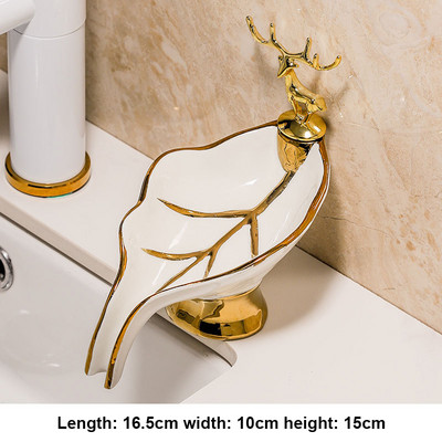 Kutija za sapun u obliku nordijskog jelena Lagana kućanska luksuzna keramička posuda za sapun za odvod za kupaonicu Tanjur za pohranu Kupaonski pribor