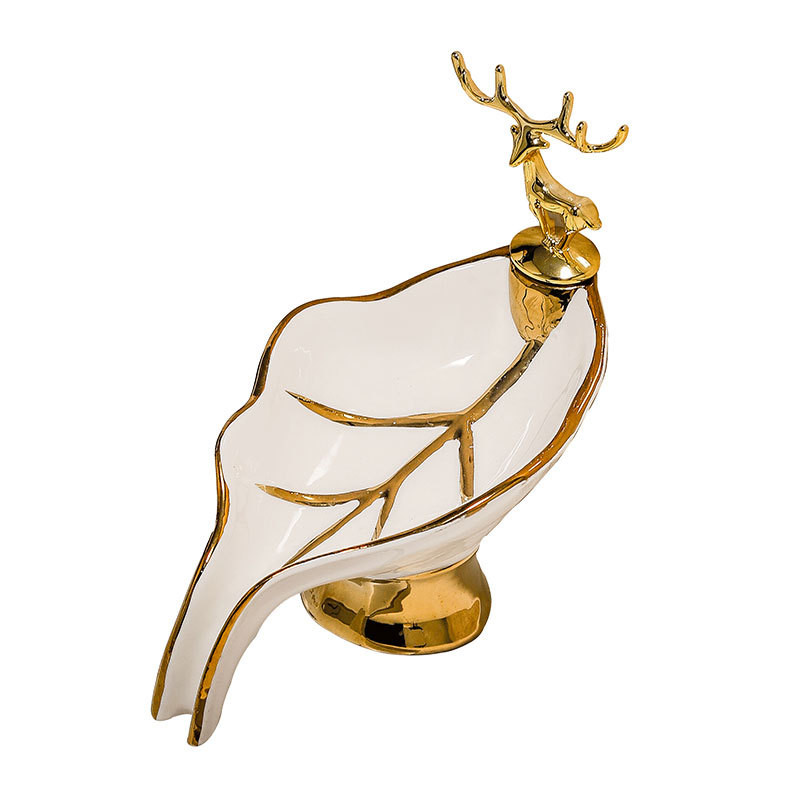Kutija za sapun u obliku nordijskog jelena Lagana kućanska luksuzna keramička posuda za sapun za odvod za kupaonicu Tanjur za pohranu Kupaonski pribor