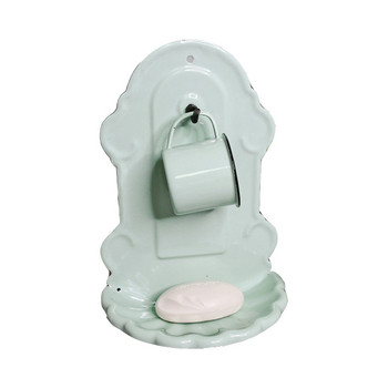 Χειροποίητη βερνίκι ανάγλυφη θήκη σαπουνιού με γάντζο δοντιών-βούρτσισμα σετ αξεσουάρ μπάνιου Κρεμαστά Κύπελλο