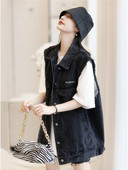 Modern női mellény szakadt motívumokkal - széles modell