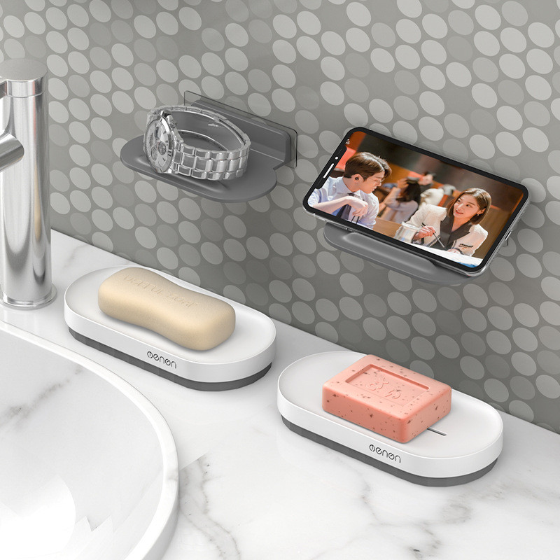 Muilo dėžutės siurbimo pakabinamas Dviejų sluoksnių muilo stovas, skirtas vonios kambario dušo laikikliui Namų plastikinis muilo dozatorius