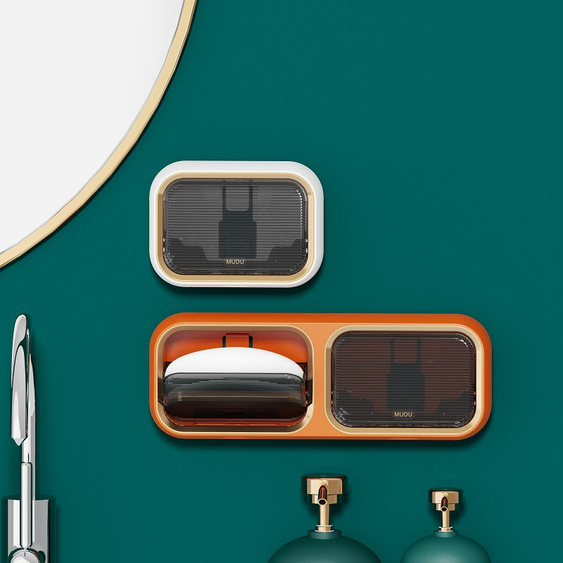 IZEFS zidna posuda za sapun Kućna toaletna kutija za sapun Kutija za pohranu s poklopcem Kupaonski višenamjenski alat za pohranu Kupaonski pribor