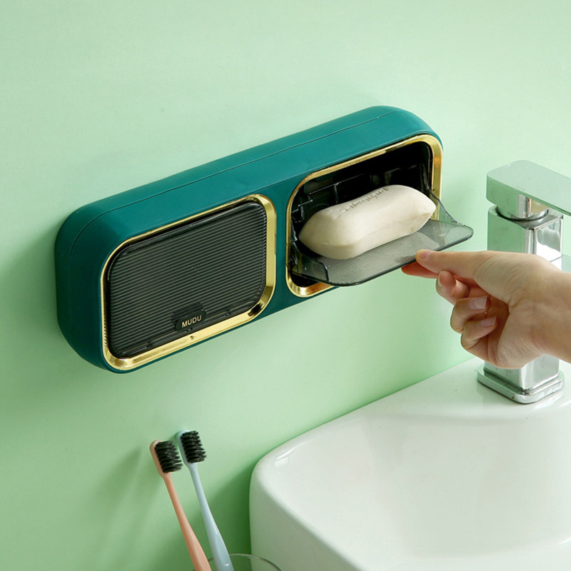 IZEFS zidna posuda za sapun Kućna toaletna kutija za sapun Kutija za pohranu s poklopcem Kupaonski višenamjenski alat za pohranu Kupaonski pribor