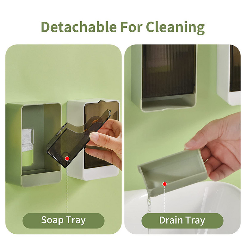 Držač posude za sapun bez bušenja s odvodom Zidna ljepljiva vodootporna kutija za sapun otporna na prašinu za tuš kupaonicu Kuhinjski sudoper