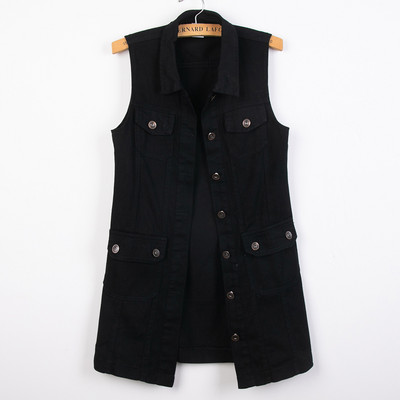 Női farmermellény gombokkal és zsebbel