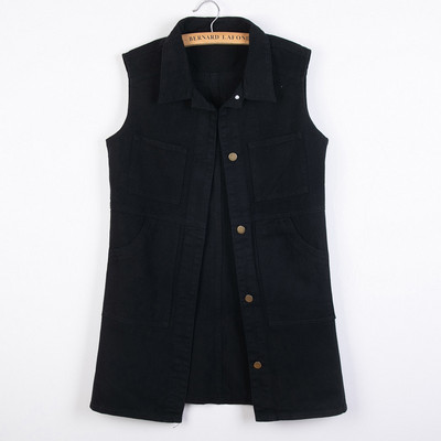 Női farmermellény gombokkal és zsebbel