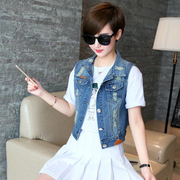 Rövid farmermellény gombokkal