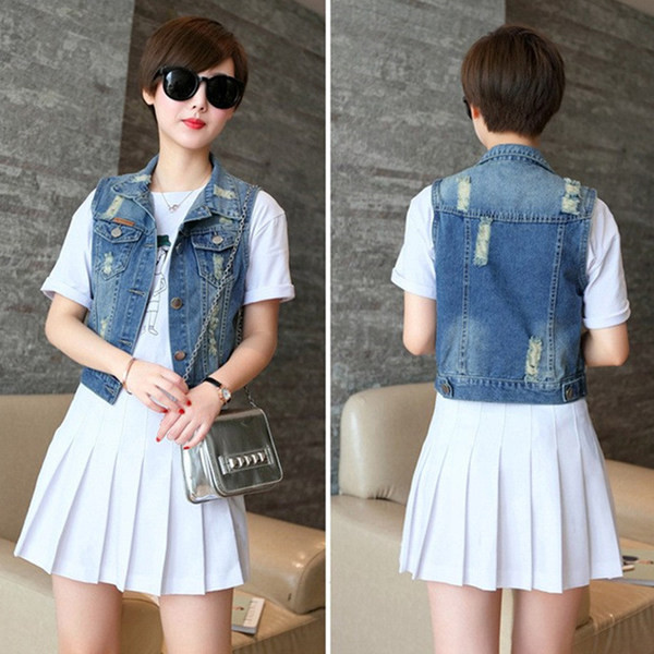 Rövid farmermellény gombokkal