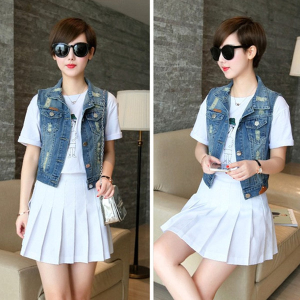 Rövid farmermellény gombokkal