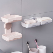 Besisukanti muilo dėžutė perforuota dviejų sluoksnių stalčių nutekėjimo muilo lentynėlė Vonios kambarys Dvipusis sieninis pakabinamas muilo indas Vonios kambario priedai