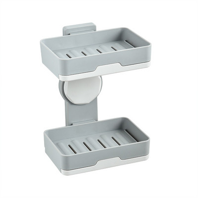 Besisukanti muilo dėžutė perforuota dviejų sluoksnių stalčių nutekėjimo muilo lentynėlė Vonios kambarys Dvipusis sieninis pakabinamas muilo indas Vonios kambario priedai