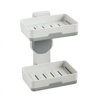 Besisukanti muilo dėžutė perforuota dviejų sluoksnių stalčių nutekėjimo muilo lentynėlė Vonios kambarys Dvipusis sieninis pakabinamas muilo indas Vonios kambario priedai