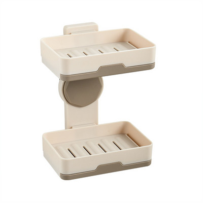 Besisukanti muilo dėžutė perforuota dviejų sluoksnių stalčių nutekėjimo muilo lentynėlė Vonios kambarys Dvipusis sieninis pakabinamas muilo indas Vonios kambario priedai