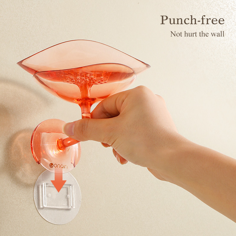 Sieninis žiedlapių muilo laikiklis 2 padėklai Muilo talpyklos dėžutė su vandens nutekėjimu Spalvingi skaidrūs vonios kambario muilo indai