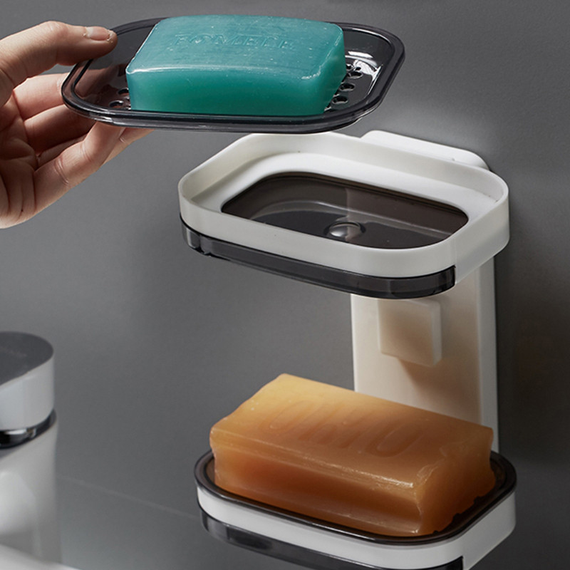 Nešiojamas pakabinamas muilo indas Vonios kambarys Dušo drenažo stovas Vonios padėklas Muilo laikymo užsklanda Rankų laikiklis Tualetas plastikinės talpyklos dėžutė