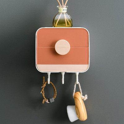 Vonios kambario laikymo muilo indų nusausinimas muilo dėžutės kabliukas Besiūlis pakabinamas ant sienos Dvisluoksnė plastikinė dėžutė Daugiafunkcinis stovas Nemokamas perforavimas