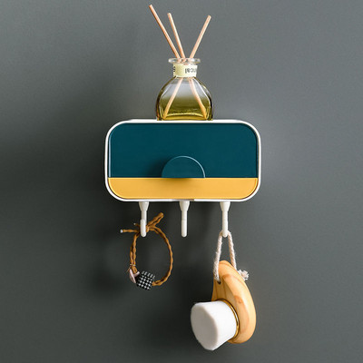 Vonios kambario laikymo muilo indų nusausinimas muilo dėžutės kabliukas Besiūlis pakabinamas ant sienos Dvisluoksnė plastikinė dėžutė Daugiafunkcinis stovas Nemokamas perforavimas