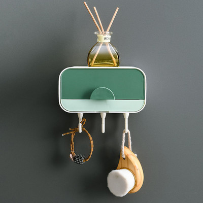 Vonios kambario laikymo muilo indų nusausinimas muilo dėžutės kabliukas Besiūlis pakabinamas ant sienos Dvisluoksnė plastikinė dėžutė Daugiafunkcinis stovas Nemokamas perforavimas