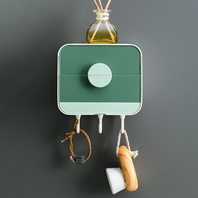 Vonios kambario laikymo muilo indų nusausinimas muilo dėžutės kabliukas Besiūlis pakabinamas ant sienos Dvisluoksnė plastikinė dėžutė Daugiafunkcinis stovas Nemokamas perforavimas