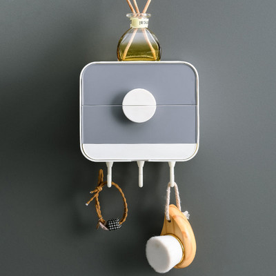 Vonios kambario laikymo muilo indų nusausinimas muilo dėžutės kabliukas Besiūlis pakabinamas ant sienos Dvisluoksnė plastikinė dėžutė Daugiafunkcinis stovas Nemokamas perforavimas