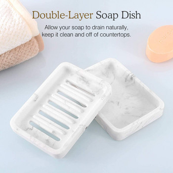 Δίσκος Σαπουνιού Luxspire, Δίσκος σαπουνιού αποστράγγισης διπλής στρώσης, Αποσπώμενο κουτί σαπουνιού για ντους μπάνιου, πιάτο νιπτήρα κουζίνας