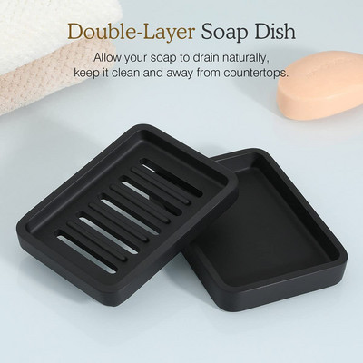 Luxspire posuda za sapun, dvoslojni držač za sapun s ocjedom, odvojiva kutija za sapun za tuš u kupaonici, posuda za kuhinjski sudoper