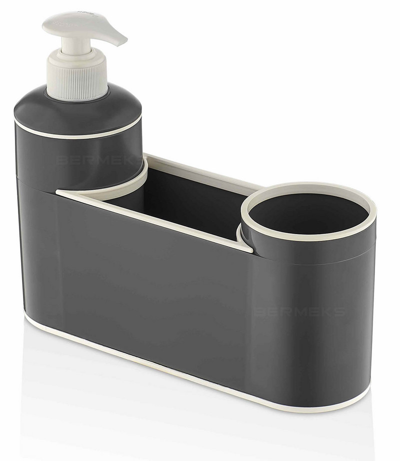 „Bermeks“ vonios skalbimo muilo kempinės organizatorius plastikinės kriauklės ploviklio dozatoriaus buteliukas dantų šepetėlio laikymo stovo konteineris