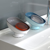 Stipraus siurbimo muilo indų laikiklis Dviejų sluoksnių muilo kempinės nusausinimo stovas virtuvės vonios kambarys stalviršis savaime nusausinantis muilo indas