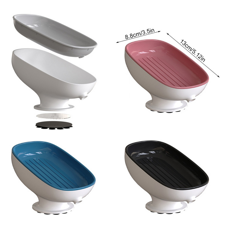 Stipraus siurbimo muilo indų laikiklis Dviejų sluoksnių muilo kempinės nusausinimo stovas virtuvės vonios kambarys stalviršis savaime nusausinantis muilo indas