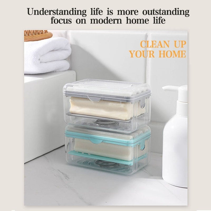 Daugiafunkcinė muilinė 2 IN 1 Muilo valymo laikymo putų dėžutė su kempinės voleliais Virtuvės Vonios Skalbimo Priedai