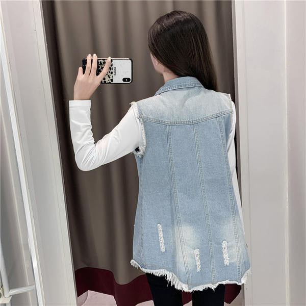 Moteriška džinsinė liemenė su kišene