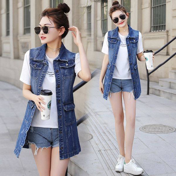 Új modell női farmermellény zsebekkel