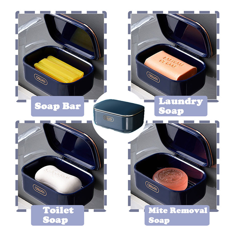 Dviejų sluoksnių muilo dėklas su išleidimo angomis Nepramušamas plastikinis didelės talpos laikymo lentyna Nešiojami apverčiami patvarūs vonios kambario priedai