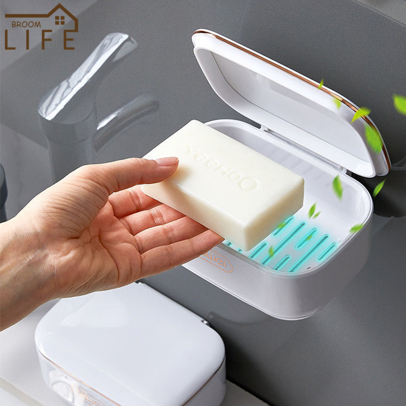 Dviejų sluoksnių muilo dėklas su išleidimo angomis Nepramušamas plastikinis didelės talpos laikymo lentyna Nešiojami apverčiami patvarūs vonios kambario priedai