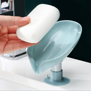 Сапунерка с форма на лист Свободно стоящ държач за оттичане на сапун Перфорирана стойка за вендуза Тоалетна Кутия за сапун за пране Аксесоари за баня