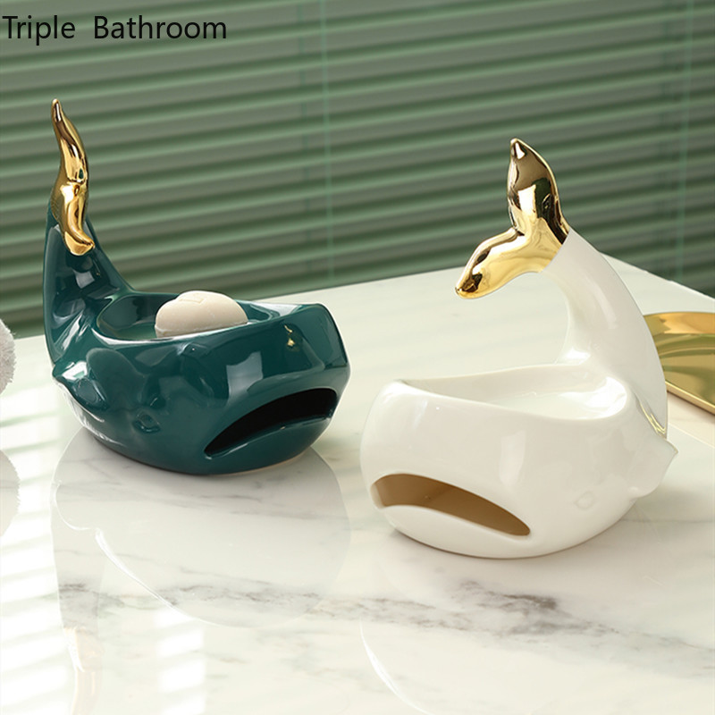 Könnyű luxus állati formájú szappantartó Kerámia Hordozható szappantartó WC-szervező Szappan csomagolódobozok Fürdőszoba kiegészítők