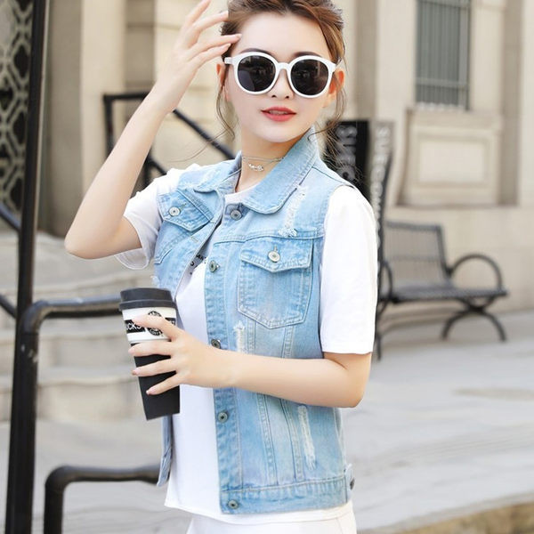 Alkalmi farmer női mellény gombokkal és zsebbel