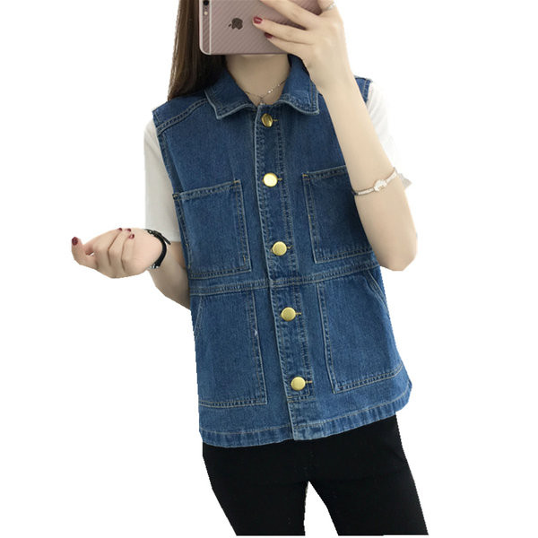 Trumpa ir vidutinio ilgio džinsinė liemenė