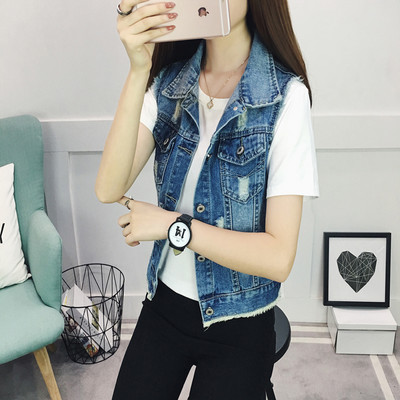 Ležerni traper prsluk s gumbima