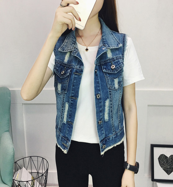 Ležerni traper prsluk s gumbima